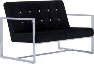 vidaXL 2-Sitzer-Sofa mit Armlehnen Schwarz Chrom und Samt