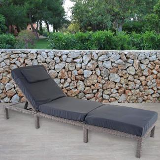 Poly-Rattan Sonnenliege HWC-A51, Relaxliege Gartenliege Liege ~ Premium grau, Kissen dunkelgrau