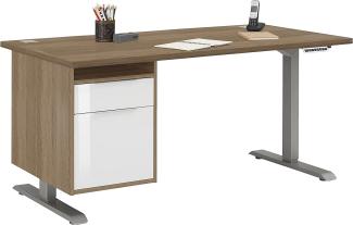 Schreibtisch "5518" aus Spanplatte / Metall in Roheisen natur lackiert - Sonoma Eiche mit einer Schublade und einer Tür. Abmessungen (BxHxT) 175x120x80 cm