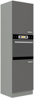 Hoher Einbauschrank für Küche GRISS 60 DP-210 2F, 60x210x57, grau/grau Glanz