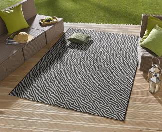In- & Outdoor Teppich Karo schwarz/creme - 160x230x0,8cm