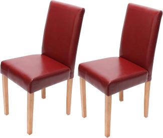2er-Set Esszimmerstuhl Stuhl Küchenstuhl Littau ~ Kunstleder, rot, helle Beine