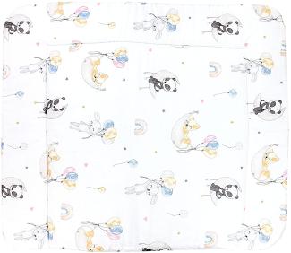 TupTam Baby Wickeltischauflage mit Baumwollbezug Gemustert, Farbe: Tiere / Luftballons / Mond, Größe: 70 x 50 cm