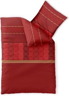 CelinaTex Fashion Bettwäsche 155x220 cm 2teilig Baumwolle Susan Streifen Ornament Rot Beige