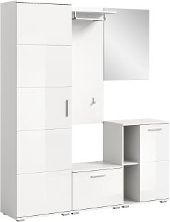Garderobe Set 5-teilig Prego in weiß Hochglanz 165 x 191 cm