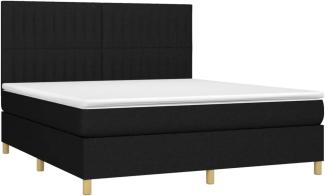 Boxspringbett mit Matratze & LED Schwarz 180x200 cm Stoff (Farbe: Schwarz)