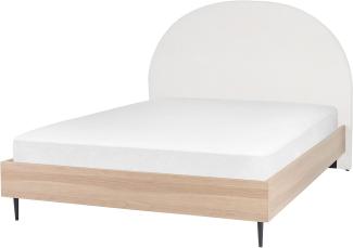 Bett cremeweiß heller Holzfarbton 160 x 200 cm MILLAY