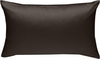 Bettwaesche-mit-Stil Mako-Satin / Baumwollsatin Bettwäsche uni / einfarbig Espresso Braun Kissenbezug 60x80 cm