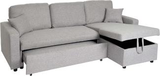 Ecksofa mit Bettkasten HWC-L17, Couch Sofa L-Form, Liegefläche Nosagfederung 228cm ~ grau