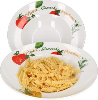 2er Pastateller-Set Milano Aufdruck Ø27cm Porzellan-Teller Gastro Nudeln Pasta Gnocchi Spaghetti