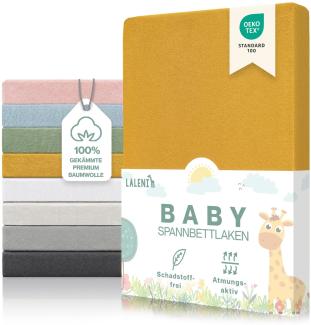 Laleni 2er-Set Premium Spannbettlaken Stubenwagen 40x90 cm - Oeko-Tex Zertifiziert, 100% Baumwolle, atmungsaktives Spannbetttuch Jersey Baby, 150 g/m², Spicy Mustard - Gelb