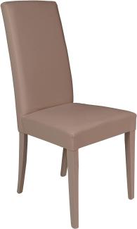 Dmora Klassischer Stuhl aus Holz und Kunstleder, für Esszimmer, Küche oder Wohnzimmer, Made in Italy, cm 46x55h99, Sitzhöhe cm 47, Sandfarbe