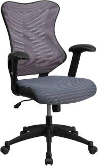 Flash Furniture Bürostuhl mit hoher Rückenlehne – Ergonomischer Schreibtischstuhl mit verstellbaren Armlehnen und Netzstoff – Perfekt für Home Office oder Büro – Grau