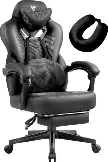 Vigosit Gaming Stuhl- Gamer Stuhl mit Fußstütze, Mesh PC Bürostuhl mit massagefunktion, Ergonomische Reclining Gamer Computer Stuhl 150 kg belastbarkeit, Groß und hoch Büro Gaming Sessel (Dunkelgrau)
