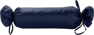 Mako Satin / Baumwollsatin Nackenrollen Bezug uni / einfarbig dunkelblau 15x40 cm mit Bändern