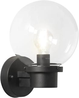 LED Außenwandleuchte mit Dämmerungssensor, Schwarz mit Glas Kugel Ø 20cm