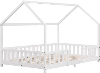 Kinderbett Sisimiut 120x200 cm mit Rausfallschutz Weiß [en. casa]