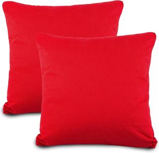 aqua-textil Classic Line Kissenbezug 2er-Set 80 x 80 cm Rubin rot Baumwolle Kissen Bezug Reißverschluss Jersey Kissenhülle
