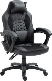 HOMCOM Bürostuhl Massagesessel Gaming Stuhl Wärmefunktion 6 Vibrationspunkte mit Massagefunktion PU Schwarz 68 x 69 x 108-117cm