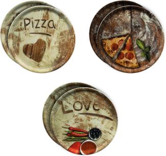 6er Set Pizzateller Oliven-, Salami- & Lieblingspizza Ø 31cm Platte XL-Teller