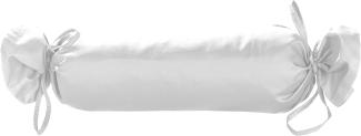 Mako Satin / Baumwollsatin Nackenrollen Bezug uni / einfarbig weiß 15x40 cm mit Bändern