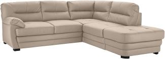 Mivano Ecksofa Royale / Zeitloses Sofa in L-Form mit Ottomane und hohen Rückenlehnen / 246 x 90 x 230 / Lederoptik, hellbraun