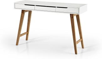 'Anneke' Schreibtisch, Massivholz weiß matt Lack, 78 x 40 x 120 cm