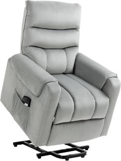 HOMCOM Aufstehhilfe Relaxsessel TV Sessel mit schlaffunktion elektrischer Fernsehsessel mit Liegefunktion Samtartiges Polyester Metall Schaumstoff Hellgrau 79 x 97 x 103 cm