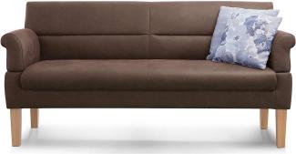 Cavadore 3-Sitzer Sofa Kira mit Federkern / Sitzbank für Küche, Esszimmer / Inkl. Armteilfunktion / 189 x 94 x 81 / Kunstleder braun