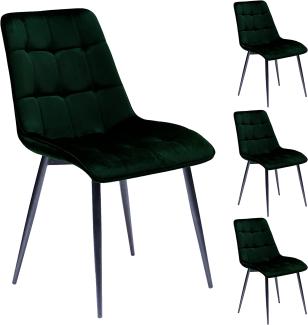 4 x Stuhl Triest dunkelgrün Samt 4-Fuß