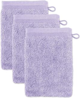 Möve Superwuschel Waschhandschuh 15 x 20 cm aus 100% Baumwolle, Lilac 3er Set