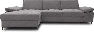 DOMO Collection Curacao Ecksofa, Eckcouch mit Federkern, Sofa mit Armlehnfunktion in L-Form, dunkelgrau, 160 x 297 cm