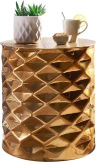 Wohnling Beistelltisch GAPOL 43,5 x 48 x 43,5 cm Aluminium Couchtisch orientalisch rund, gold