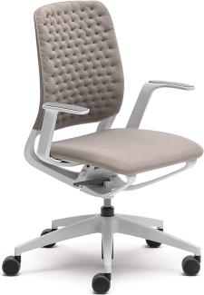 Sedus se:motion, Bürostuhl, lichtgrau/weiß, mit Armlehnen, Sitz- u. Rückenpolster in AIR KNIT lichtgrau, Kunststoff, 950 -1065 mm