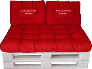 LILENO HOME Palettenkissen Set Rot - Set 2: (1x Sitzteil + 2X Rückenteil klein) - Polster für Europaletten - Palettenkissen Outdoor als Sitzkissen für Palettenmöbel