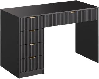 Schreibtisch Letti, 120 x 76 cm, Schwarz, Bürotisch, 5 Schubladen, modern Vicco