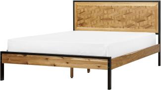 Bett heller Holzfarbton schwarz Lattenrost 140 x 200 cm ERVILLERS
