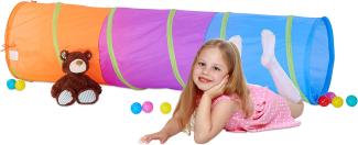 Relaxdays Spieltunnel für Kinder, farbenfroher Krabbeltunnel f. Jungen und Mädchen, robuster Pop Up Kriechtunnel, bunt