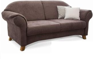 Cavadore 2-Sitzer Sofa Maifayr mit Federkern / Moderne 2-sitzige Couch im Landhausstil mit Holzfüßen / 164 x 90 x 90 / braun