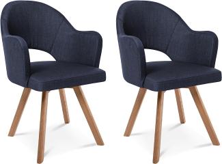 Möbel-Eins DOLORA 2er SET Schalenstühle, Gestell Massivholz blau mit Drehfunktion Stoff