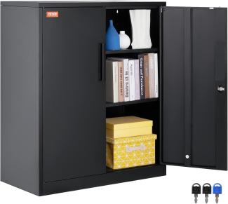 VEVOR 3-Stockiger Aktenschrank Beistellcontainer mit 2 Magnetischen Türen, 90,72 kg Belastbar pro Regal, Abschließbarer Lagerschrank, Metallschrank mit 3 Schlüsseln, für Büro, Garage, Zuhause usw.