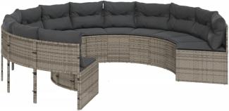 Gartensofa mit Kissen Rund Grau Poly Rattan 3318541