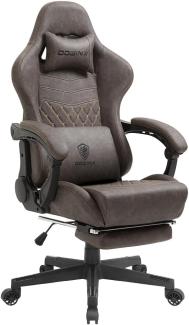 Dowinx Gaming Stuhl Bürostuhl Ergonomischer PC-Stuhl mit Massage Lendenwirbelstütze, Racing Stil PU Leder Hohe Rückenlehne Verstellbarer Drehsessel mit Fußstütze (Braun)