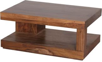 Wohnling Couchtisch Massiv-Holz 90 cm Design Wohnzimmer-Tisch dunkel-braun, Sheesham