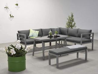 Garden Impressions Dining-Ecklounge "Lakes", inkl. Sitzbank, Tisch und Kissen, arctic grey / reflex black, ohne Sessel,rechts