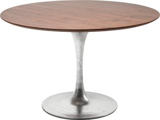 Kare Design Tisch Inovation, Silber/Braun, Esstisch, Wohnzimmertisch, Stahlfuß, Rund, 120cm Durchmesser