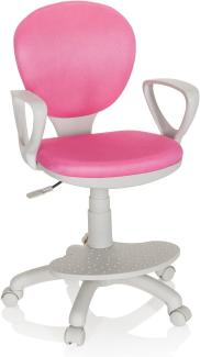 hjh OFFICE 671012 Kinderdrehstuhl Kid Colour G1 Stoff Pink/Grau Bürostuhl Kinder, Fußablage & Sitzfläche höhenverstellbar