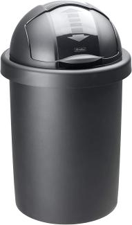 Rotho Roll Bob runder Mülleimer 30 l mit Deckel , Kunststoff (PP), schwarz, 30 Liter (35,5 x 35,5 x 59,5 cm)