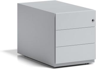 BISLEY Rollcontainer Note mit Griffleiste, 3 Universalschubladen, Metall, 645 Lichtgrau, 77. 5 x 42 x 49. 5 cm
