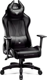 Diablo X-Horn 2. 0 Gaming Stuhl Bürostuhl Gamer Chair Schreibtischstuhl 3D Armlehnen Ergonomisches Design Nacken/- Lendenkissen Kunstleder Wippfunktion Schwarz Normal (L)
